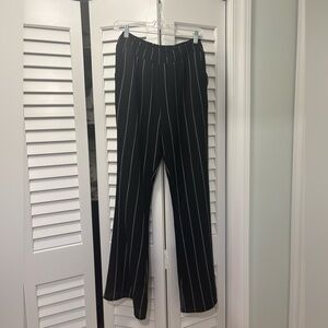 Honey Punch Black Pinstripe Wide Leg Pants Elastic Waist Flowy Trouser Size M